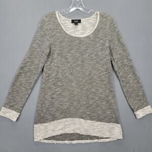 AGB Gray Tunic Sweater Long Sleeves Scoop Neck Knit USA Made Women's Size S Top